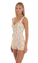 Hook and Eye Romper in Multi Kiss Print