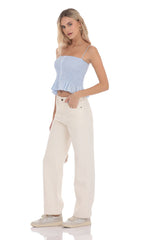 Straight Leg Mid-Rise Jeans in Cream