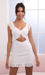 Dotted Chiffon Dress in White
