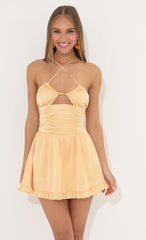 Corset Satin Dress in Orange