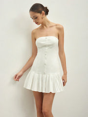 Cotton Blends Pleated Bubble Tube Dress