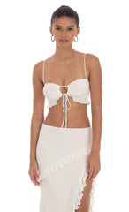 Ruffle Two Piece Set in White