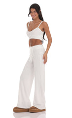Fuzzy Straight Pants in White