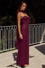 Amana Strapless Scarf Maxi Dress - Wine