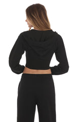 Cropped Pointed Hoodie in Black