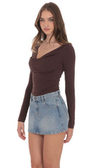 Low Rise Denim Mini Skirt in Light Blue