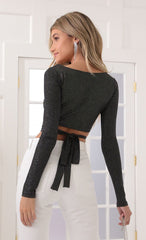 Long Sleeve Sparkle Top in Black
