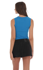 Ribbed Button Top in Blue
