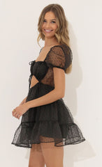 Dotted Organza Dress in Black