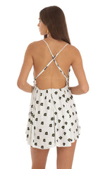 Floral Flare Pleated Romper in White