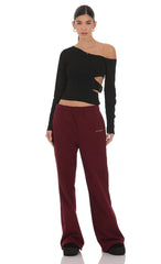 Cinchable Cuff Lucy Sweatpants in Burgundy