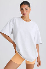 Soft Cotton Jersey Oversized T-Shirt In Grey Marl