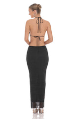 Draped Rhinestone Two Piece Set in Black