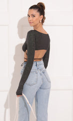Crop Top in Shimmer Black