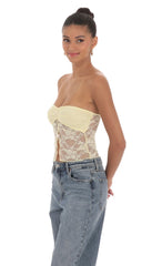 Strapless Lace Top in Yellow