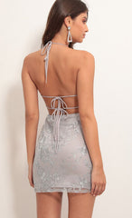 Embroidered Lace Dress in Silver