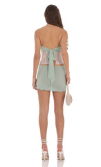 Two Piece Strapless Lace Set in Sage