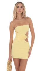 Conch Cutout Bodycon Dress in Yellow
