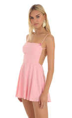 Floral Eyelet A-Line Dress in Pink