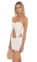 Strapless Twist Two Piece Set in White