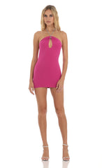 Rhinestone Halter Dress in Pink