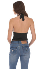 V-Neck Halter Top in Black