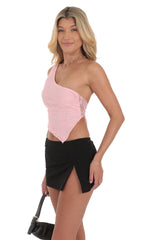 One Shoulder Lace Top in Pink