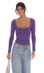 Fitted Long Sleeve Top in Purple