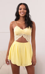 Cutout Lace Romper in Yellow