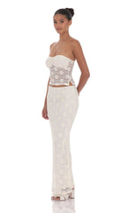 Lace Maxi Skirt in Cream