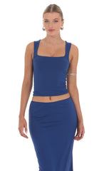 Two Piece Maxi Skirt Set in Blue
