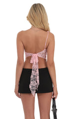 One Shoulder Lace Top in Pink