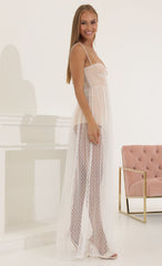 Heart Tulle Corset Maxi Dress in White