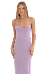Draped Back Maxi Dress in Purple