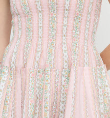 Couturebudthe Hill House X La Coqueta Ribbon Charlotte Nap Dress - Pink Floral Stripe