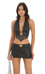Shimmer Halter Two Piece Set in Black