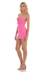 Lace Ruffle Dress in Pink