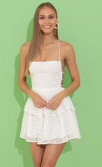 Chiffon Lace Up Dress in White